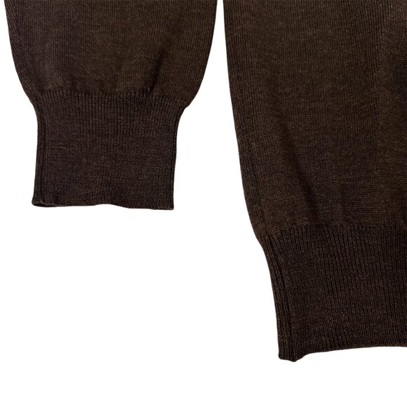 Patrick James Dark Brown Merino Wool Mock Neck Sweater - Men's Medium - Picture 3 of 4